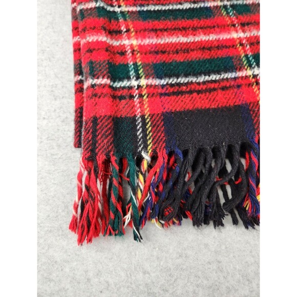 Vtg Troy Tartan Classic Plaid Wool Made USA Picnic Leisure Photo Fringe Blanket - Picture 2 of 4